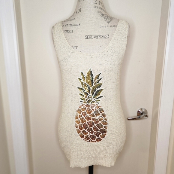 Stripe knit sequin pineapple top - Picture 1 of 9